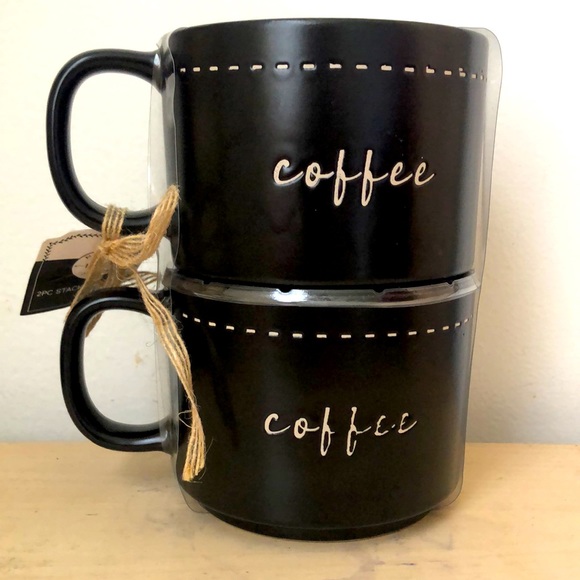Set of 2 stackable ceramic Coffee 20 oz mugs - Picture 2 of 4